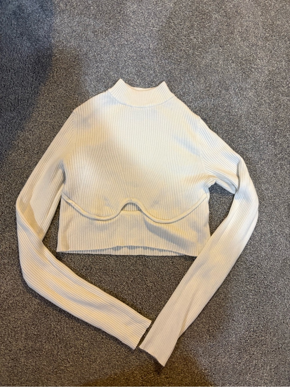 Bershka cut out corset detail knitted top in cream- Small